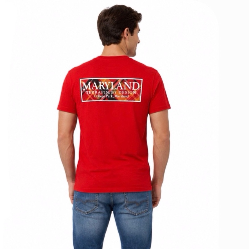 Maryland Terrapins T Shirt Size Small Red Front Back Logos Design College Park